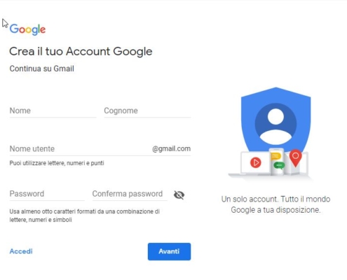 formulario iscrizione google