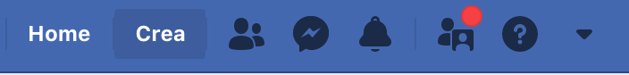 Bottone crea per creare una pagina su Facebook