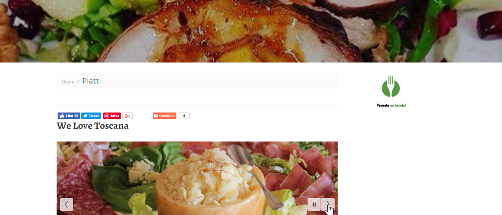 esempio di sito per ristorante