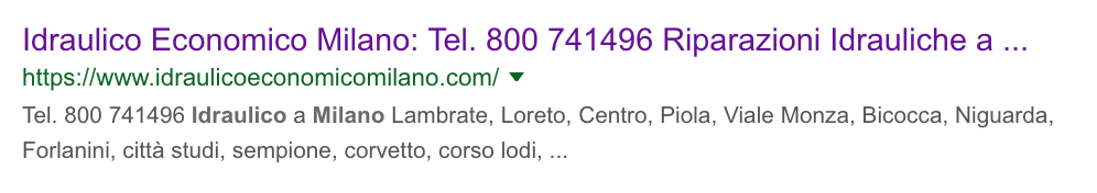 snippet per idraulico economico a Milano