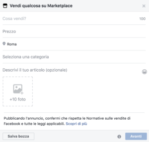 marketplace di Facebook