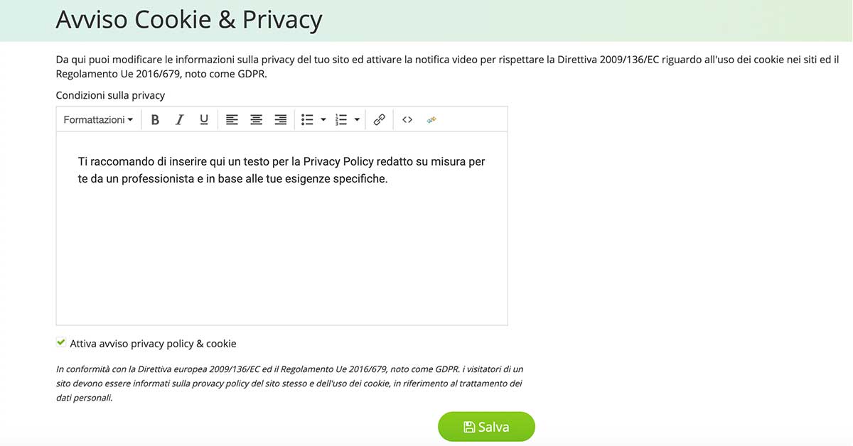 Come essere in regola con il GDPR suOne Minute Site