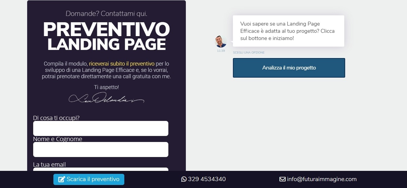 Landing page efficace: Luca Orlandini