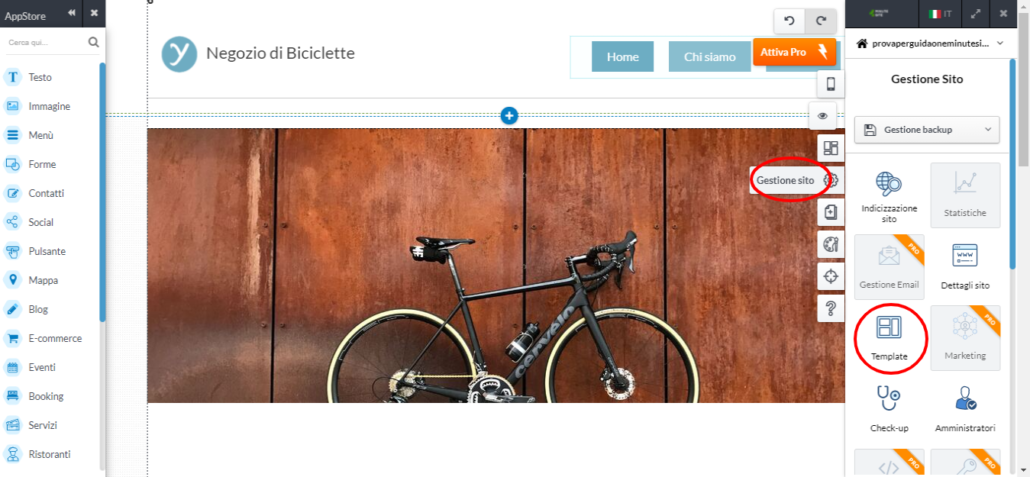 Come creare un ecommerce con One Minute Site 2.0 scelta