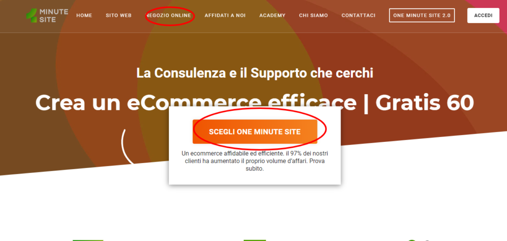 creare un ecommerce con One Minute SIte 2.0 intro