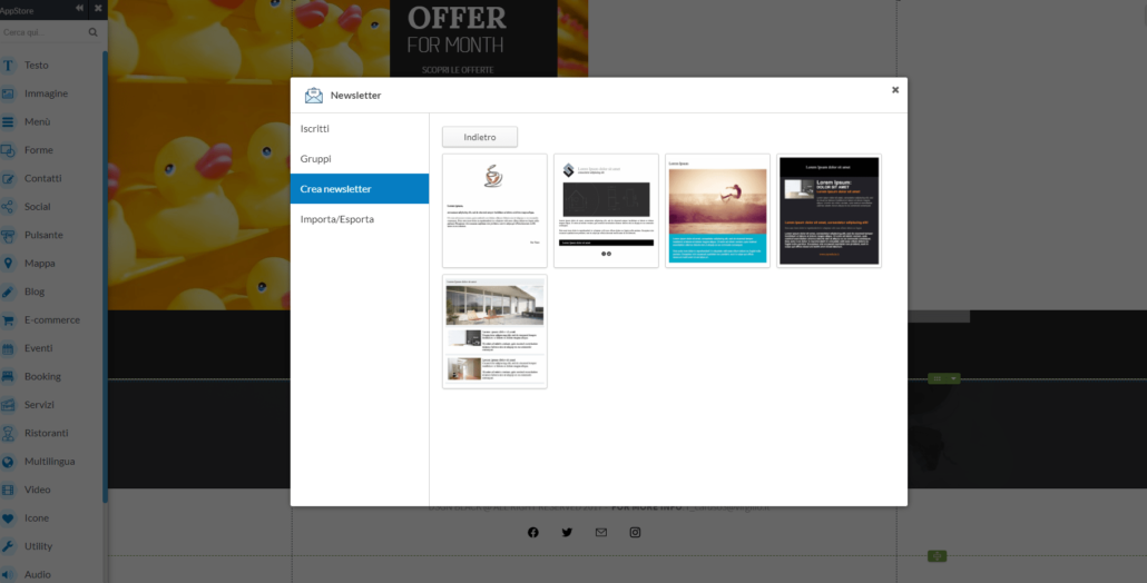 Crea una newsletter One Minute Site template
