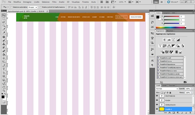 Crea una pagina web con Photoshop navigazione